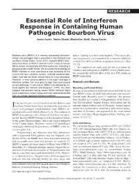 Essential Role of Interferon Response in Containing Human Pathogenic Bourbon Virus Jonas Fuchs, Tobias Straub, Maximilian Seidl, Georg Kochs