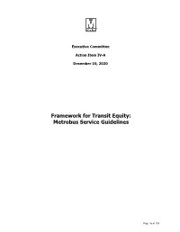 Framework for Transit Equity: Metrobus Service Guidelines