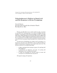Nebuchadnezzar's Deficits in Daniel 4:27 and His Response to Divine Promptings