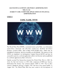 Topic Name: Www