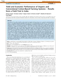 Yield and Economic Performance of Organic and Conventional Cotton-Based Farming Systems – Results from a Field Trial in India