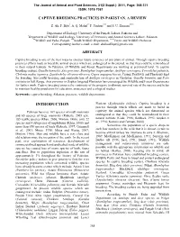 Captive Breeding Practices in Pakistan. a Review