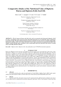Comparative Studies of the Nutritional Value of Digitaria Iburua and Digitaria Exilis Seed Oils
