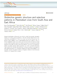Plasmodium Vivax from South Asia and East Africa