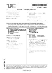 Selective Androgen Receptor Modulators (Sarms) And