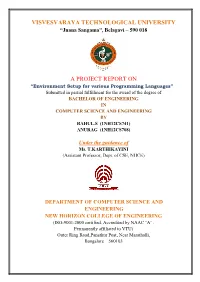 Visvesvaraya Technological University a Project Report