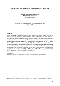 1 REMUNICIPALISATION, MUTATING NEOLIBERALISM and the CONJUNCTURE Andrew Cumbers and Franziska Paul Adam Smith Business School Un