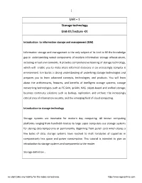 1 Storage Technology Unit-01/Lecture -01