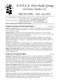 A.N.P.S.A. Fern Study Group Newsletter Number 141