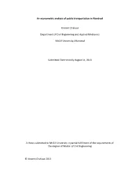 An Econometric Analysis of Public Transportation in Montreal Vincent Chakour Department of Civil Engineering and Applied Mechani