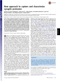 New Approach to Capture and Characterize Synaptic Proteome