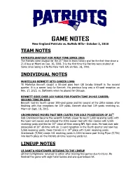 Patriots at Philadelphia Game Notes
