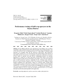 Performance Testing of Field Crop Sprayers in the Rasina District