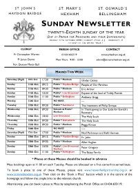 Sunday Newsletter