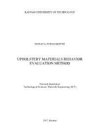 Upholstery Materials Behavior Evaluation Method