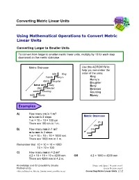 Using Mathematical Operations to Convert Metric Linear Units