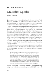 Amanda Minervini Mussolini Speaks History Reviewed