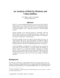 An Analysis of Dial-Up Modems and Vulnerabilities