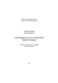 An Introductory Course in Theoretical English Grammar
