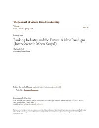 Banking Industry and the Future: a New Paradigm (Interview with Meera Sanyal) Shashank Shah Shashankjshah@Gmail.Com