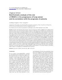 Original Article Bioinformatic Analysis of the Role of MNAT1 in the Progression of Lung Cancer and Its Correlation with the Prognosis of Patients
