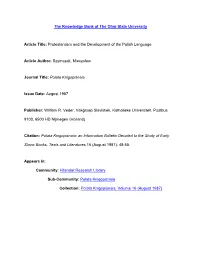 Protestantism and the Development of the Polish Language