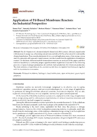Application of Pd-Based Membrane Reactors: an Industrial Perspective