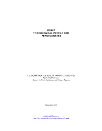 Draft Toxicological Profile for Perchlorates