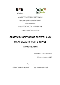 Genetic'dissection'of'growth'and' Meat'quality'traits'in'pigs''