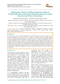 Optimization, Kinetics and Thermodynamics Study of Transesterification of Neem Oil Using Heterogeneous Catalyst Derived from Waste of Goat Bones