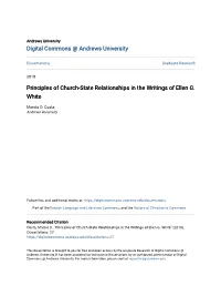 Principles of Church-State Relationships in the Writings of Ellen G