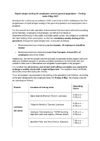 Rapid Antigen Testing for Employees and the General Population – Testing Units 8 May 2021