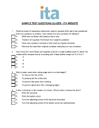 Sample Test Questions Glazer - Ita Website