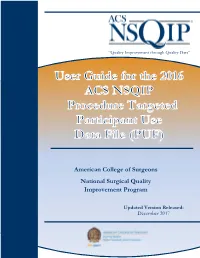 2016 Procedure Targeted Puf User Guide | October 2017