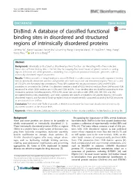 A Database of Classified Functional Binding Sites in Disordered And