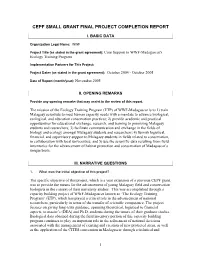 Cepf Small Grant Final Project Completion Report