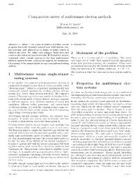 Comparative Survey of Multiwinner Election Methods