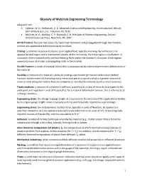 Glossary of Materials Engineering Terminology