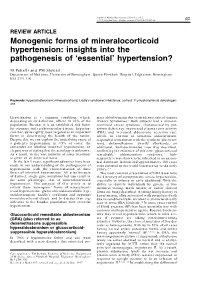 Monogenic Forms of Mineralocorticoid Hypertension: Insights Into the Pathogenesis of ‘Essential’ Hypertension?