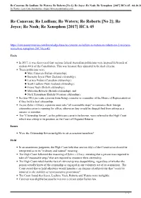Re Canavan; Re Ludlam; Re Waters; Re Roberts [No 2]; Re Joyce; Re