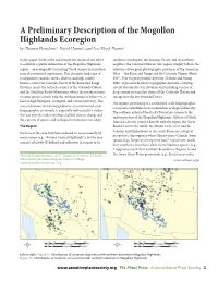 A Preliminary Description of the Mogollon Highlands Ecoregion by Thomas Fleischner1, David Hanna1, and Lisa Floyd-Hanna2