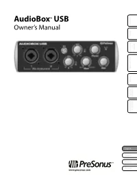Audiobox™ USB Overview Owner’S Manual Hookup to a Computer Connecting Studio Onestudio Artist Tutorials Technical Information and Warranty Troubleshooting