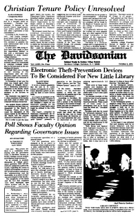 Christian Tenure Policy Unresolved Byhughmookk Again Before the Faculty, the Suggesting That Davidson Lacks the Committees Donot Predicta Interview