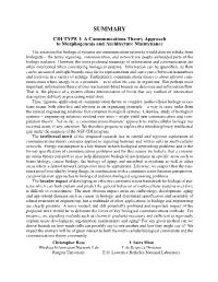 Communication Theory in Biological Systems