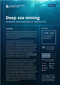 Deep Sea Mining MINERAL EXPLORATION in the PACIFIC