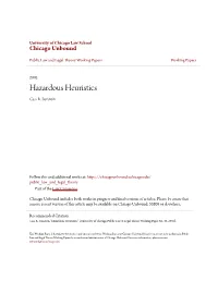 Hazardous Heuristics Cass R