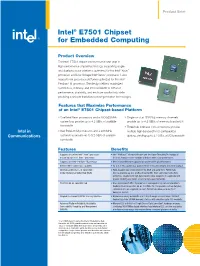 Intel® E7501 Chipset for Embedded Computing