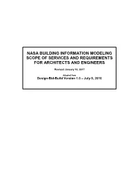 Nasa Building Information Modeling Scope of Services and Requirements for Architects and Engineers