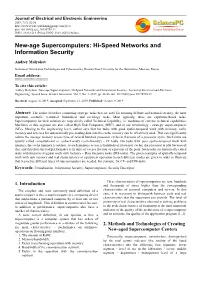 New-Age Supercomputers: Hi-Speed Networks and Information Security