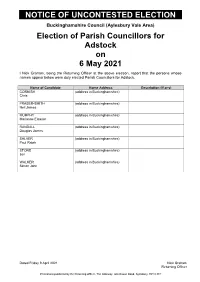 Notice of Uncontested Election